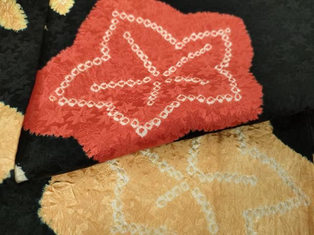 平和屋着物○訪問着 総絞り 楓文 黒地 正絹 逸品 DAAS3693ps - メルカリ