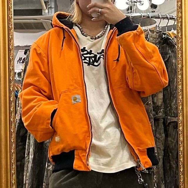 Carhartt アクティブジャケット L オレンジ　USA製 USA製 カーハート アクティブパーカー ブライトオレンジ 表記(L TALL