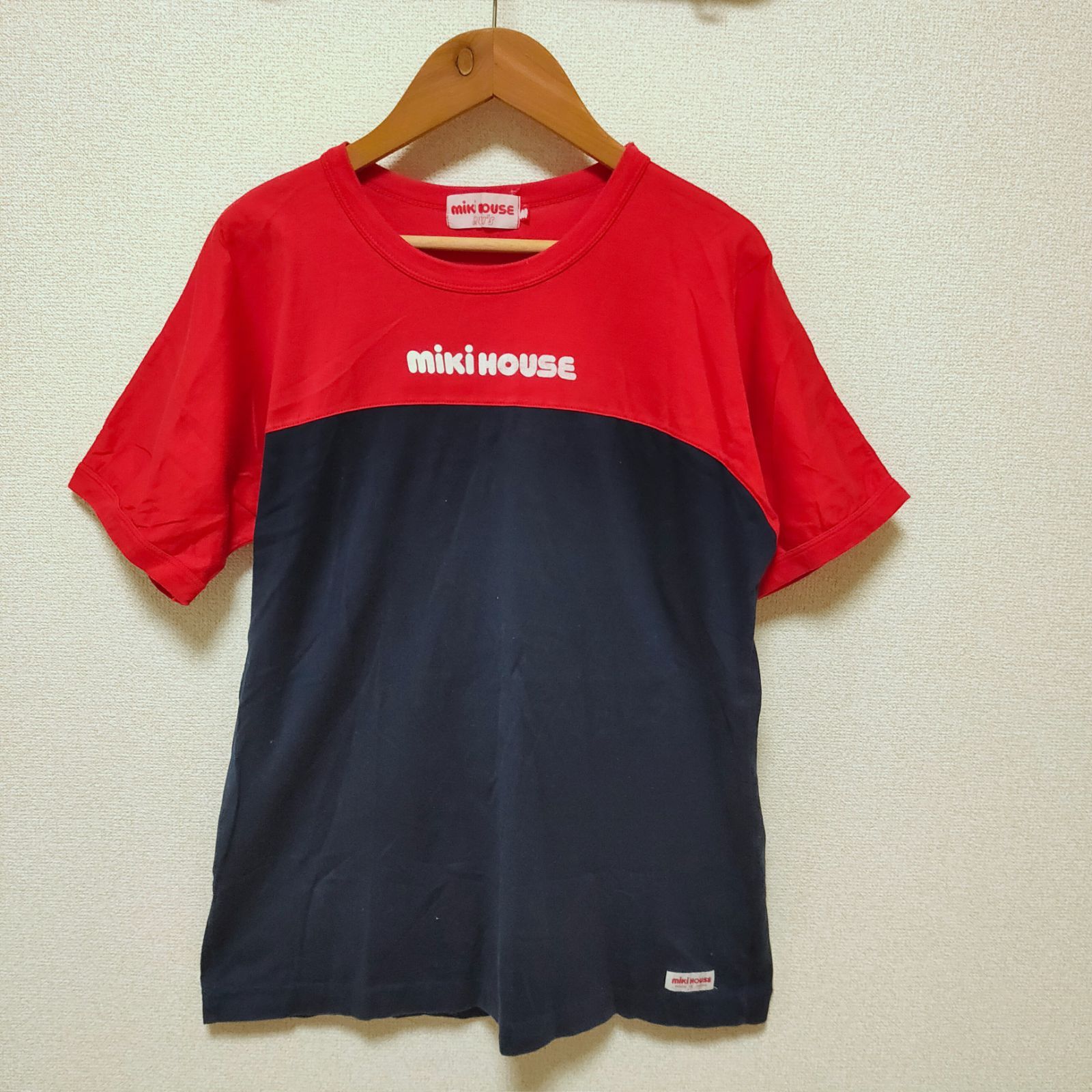 【 ミキハウス 】  Tシャツ  レトロ　大人　MIKIHOUSE　M 黒 ブラック  メンズ レッド 赤 レア ビッグロゴ