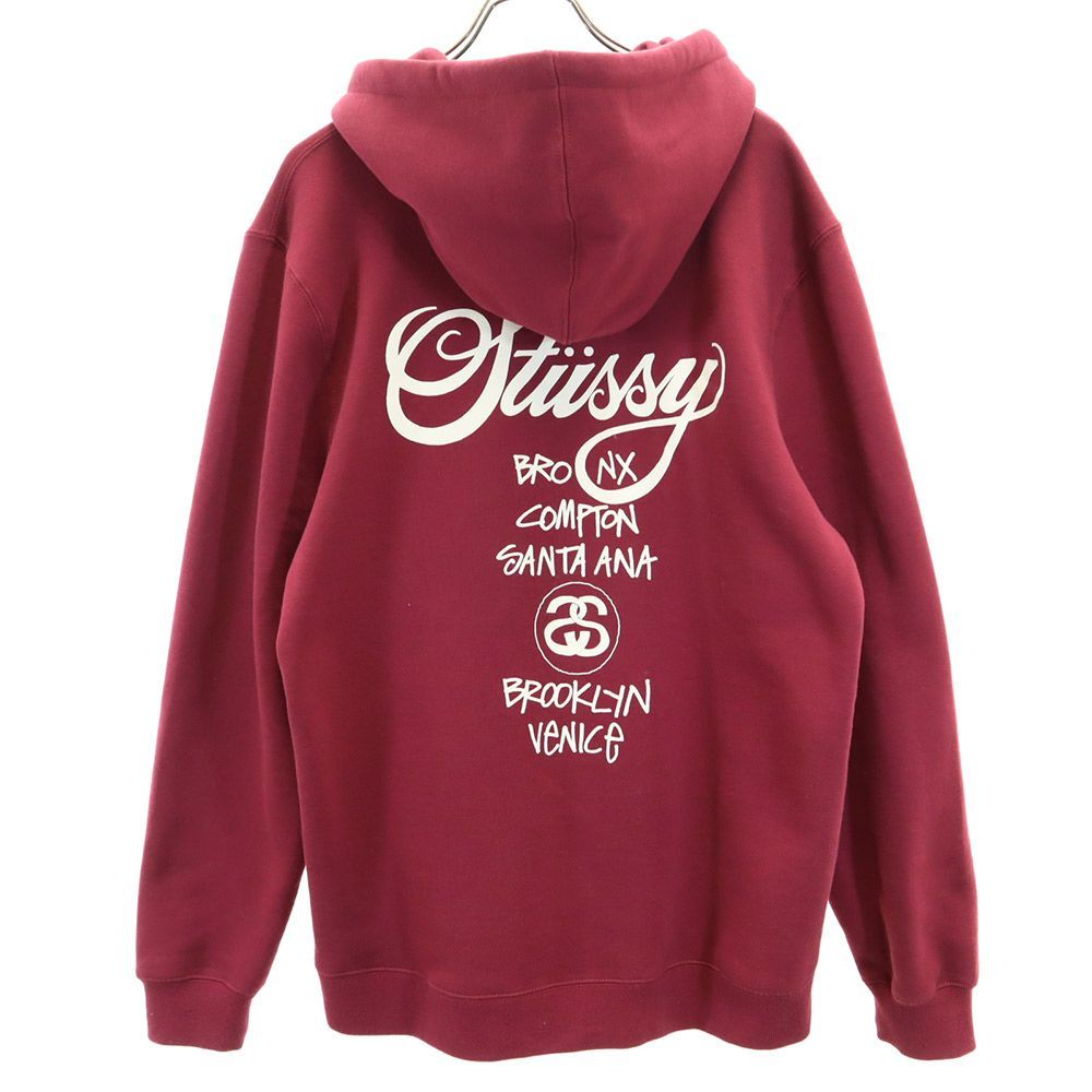 ステューシー バックプリント 長袖 スウェットパーカー L えんじ系 STUSSY 裏起毛 メンズ 古着 【240214】 - メルカリ