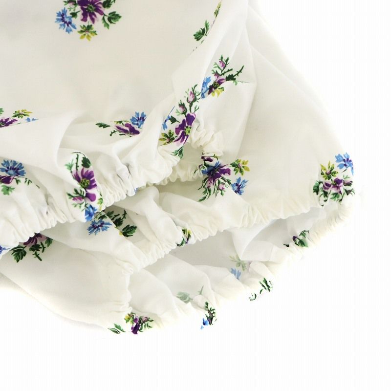 オブリ OBLI タフタフラワーシャツワンピース ロング丈 半袖 花柄 0 白  