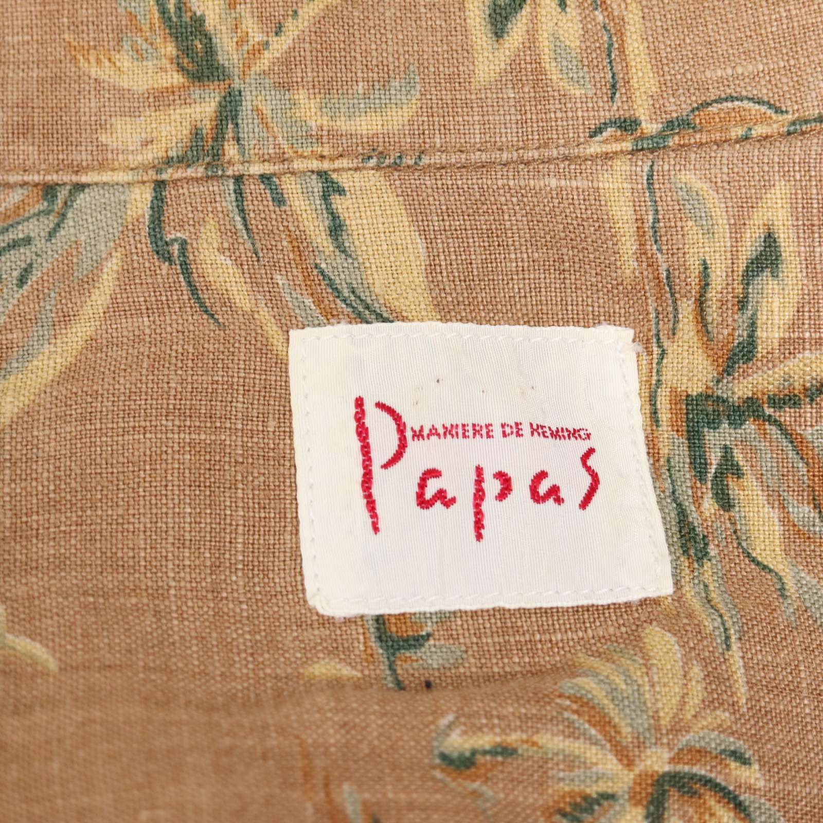 Papas パパス 春夏 麻100%☆ パイナップル総柄 半袖 リネン