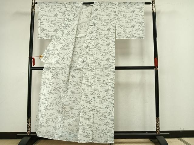 小紋 藍染 型染 菊花 牡丹 波模様 着物 075a p