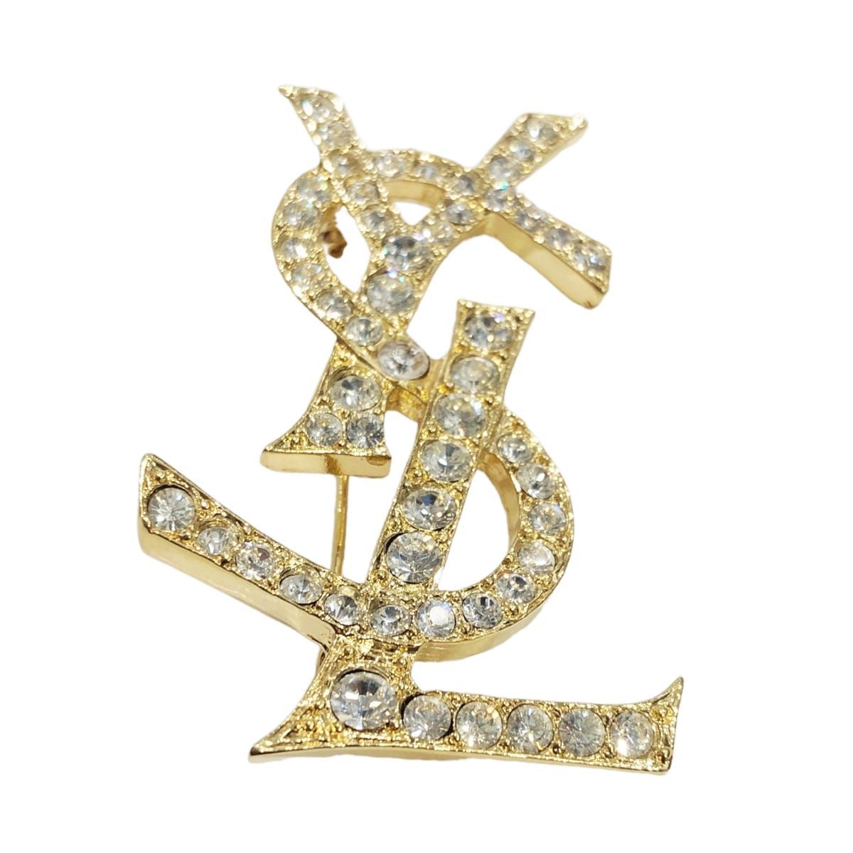 中古】 Saint Laurent サンローラン YSLブローチ ブローチ YSL ライン