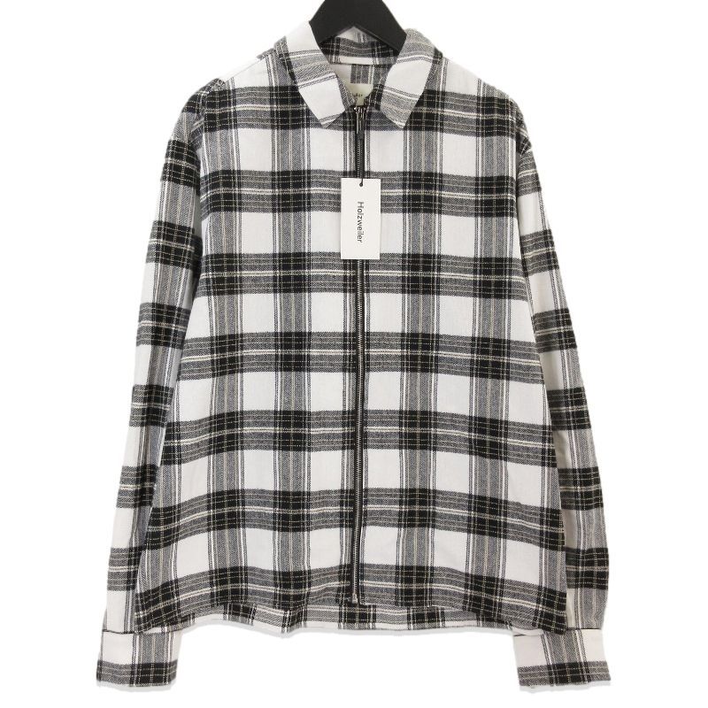 HOLZWEILER ホルツワイラー Elja Zip Check Shirt 17430 ジップ チェックシャツ 長袖シャツ ホワイト 白 M 71012035