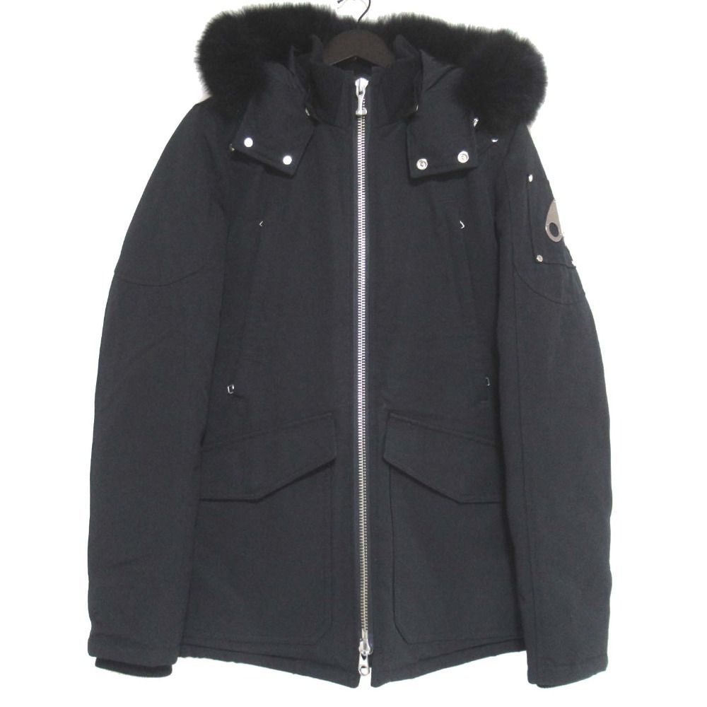 MOOSE KNUCKLES ムースナックルズ ブルーフォックスファー ジップアップ フーディー ダウンコート S|Pサイズ ブラック メンズ 古着