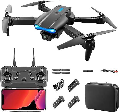 E99 ドローン カメラ付き 4K HDデュアルカメラ 100g未満 申請不要 トイドローン 小型 折り畳み式 向け ミニドローン 子供向け 収納ケース付き バッテリー3個 飛行時間36分 90°調整 ヘッドレスモード 高度維持