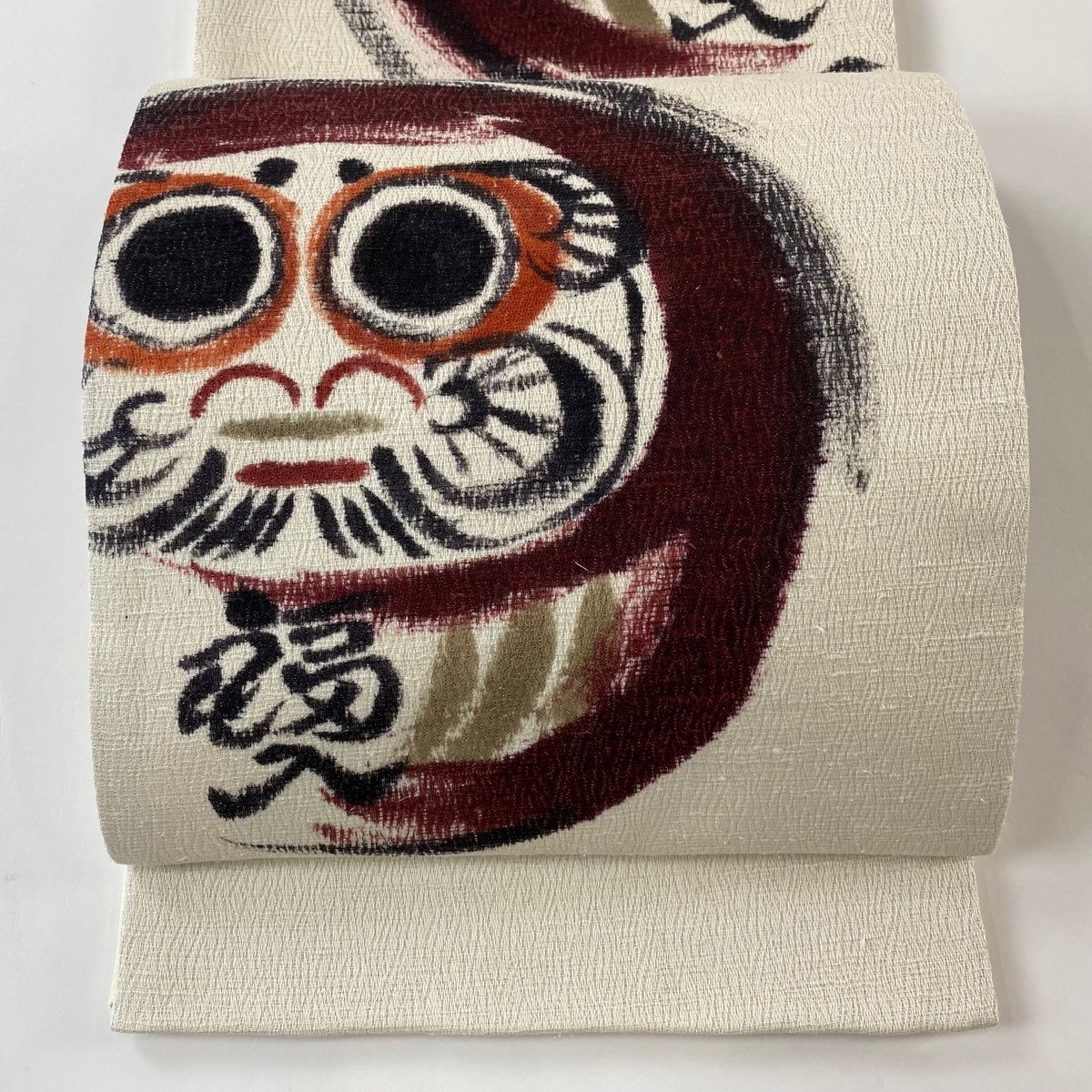 袋帯 秀品 だるま クリーム お太鼓柄 正絹