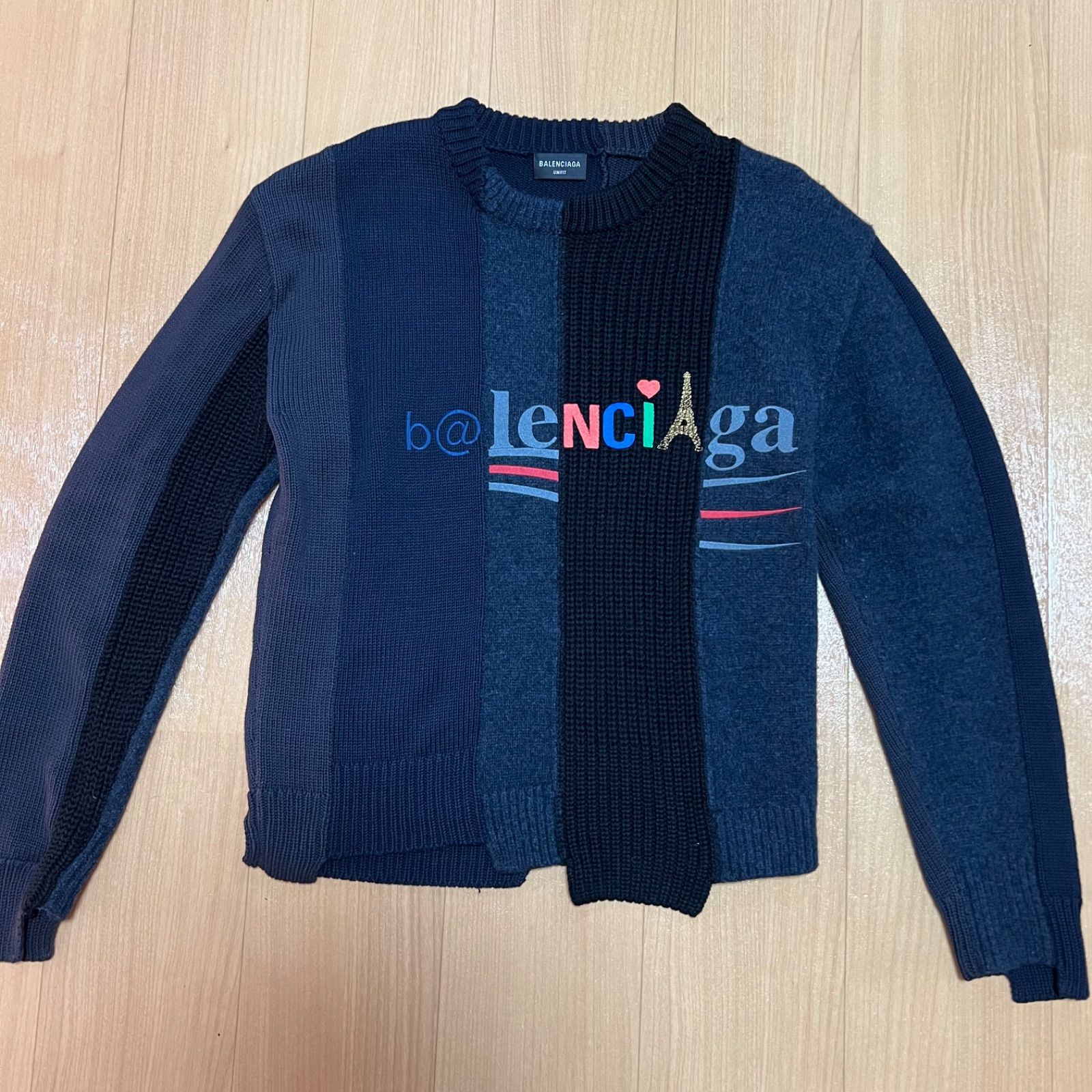 美品】BALENCIAGA バレンシアガ クルーネックセーター XS ネイビー系 
