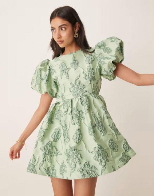 送料無料 シスタージュン レディース ワンピース トップス Sister Jane Clover jacquard mini dress in sage green Green