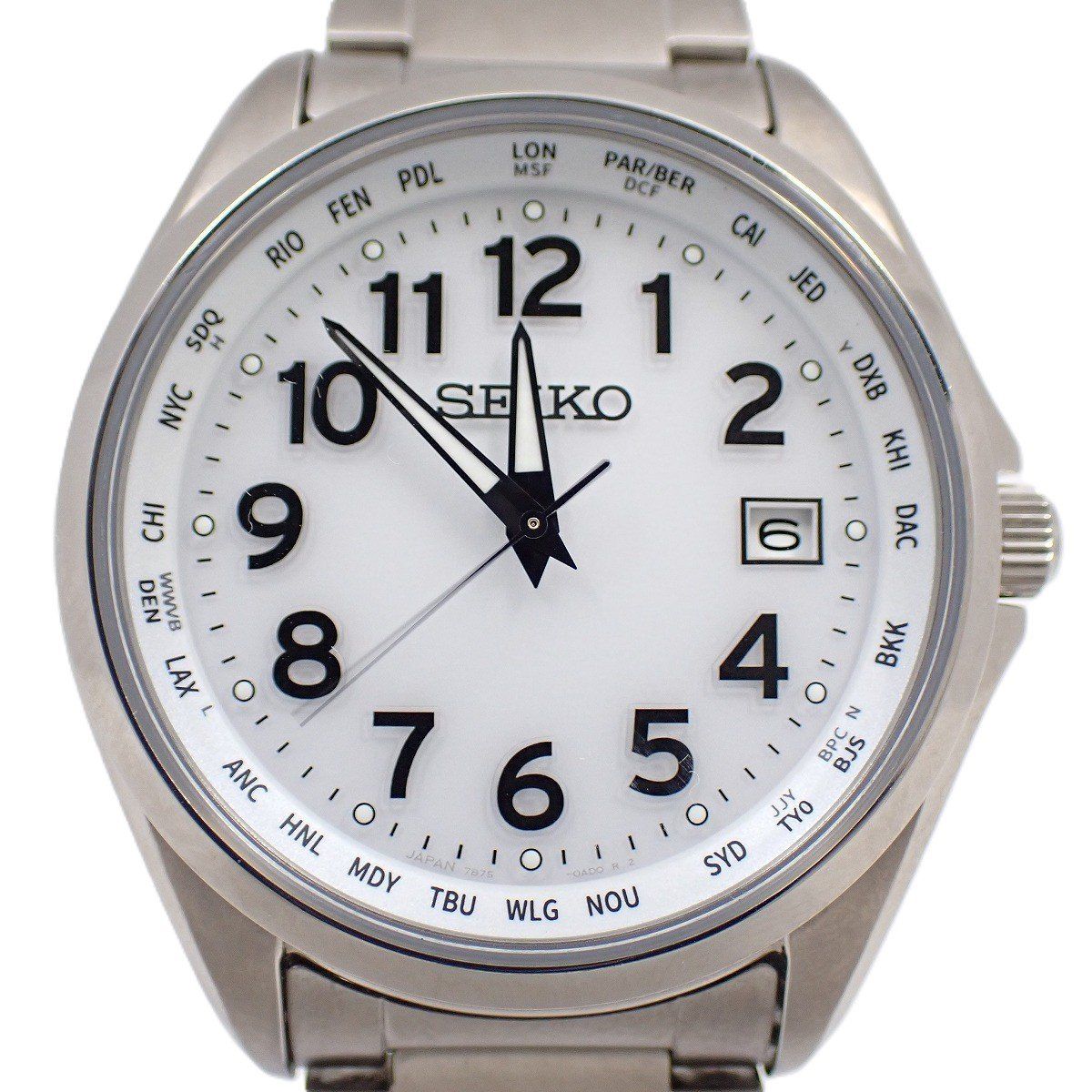 SEIKO セイコー セレクション ソーラー電波 メンズ 腕時計 チタン 白字盤 純正ベルト SBTM327 | 7B75-0AC0 いおき質店