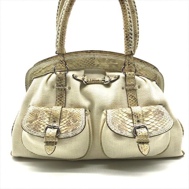 良品 Christian Dior ディオール パイソン ロゴ キャンバス