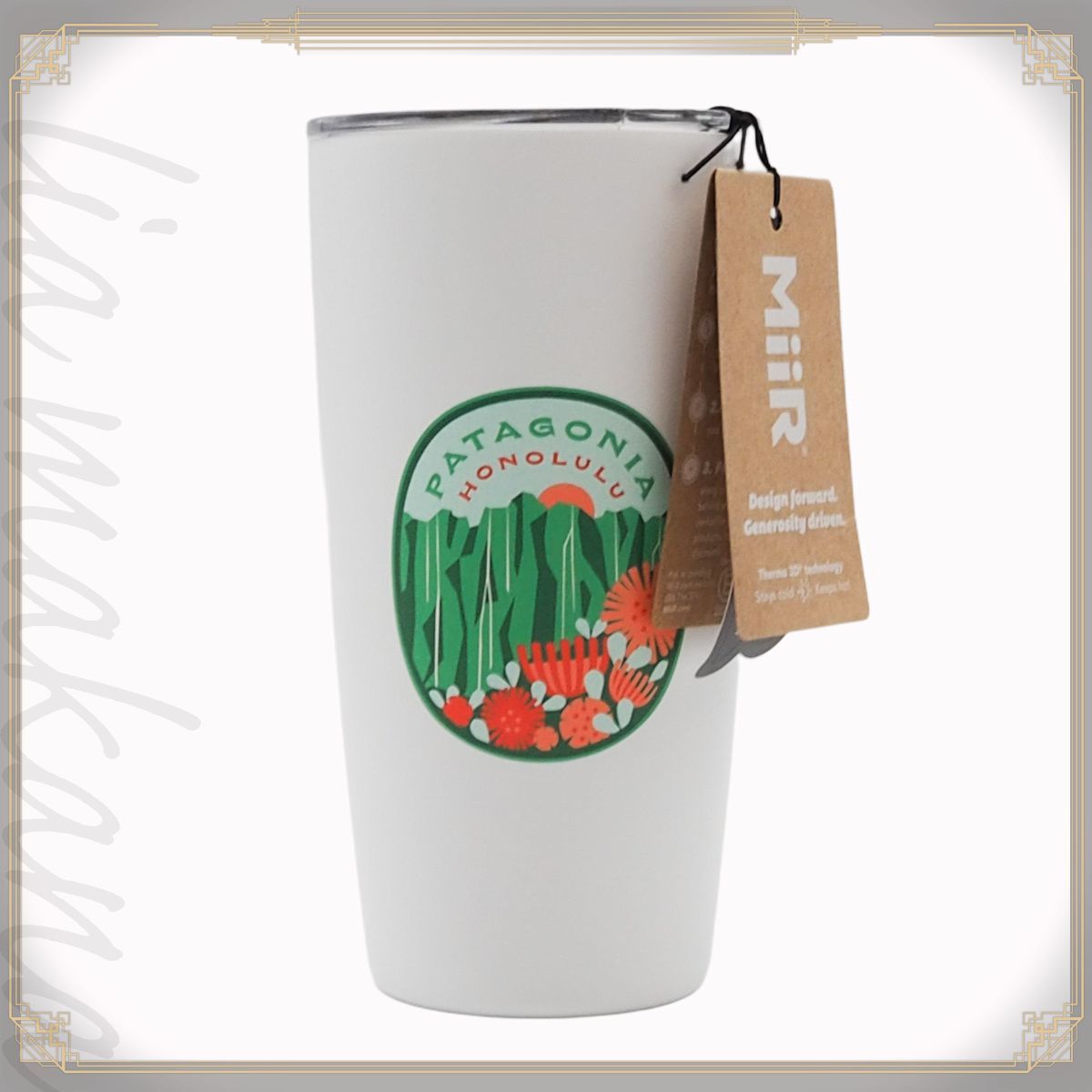 【N 新品/未使用品】MiiR ミアー patagonia パタゴニア パタロハ ホノルル 16oz Tumbler タンブラー ステンレスタンブラー コップ 473ml 保温保冷 蓋付き ホワイト ハワイ限定品 TUSL1SV16001