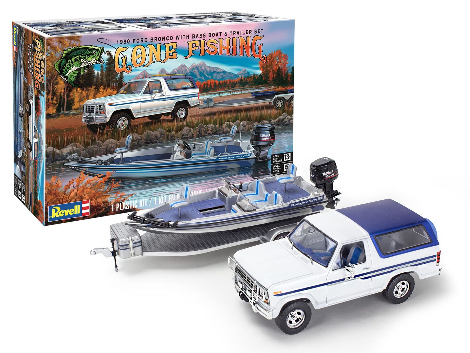 Revell 17242 80 フォード ブロンコ バスボート-トレーラー付き 1 24スケール 157ピース スキルレベル5 モデルトラック組み立てキット
