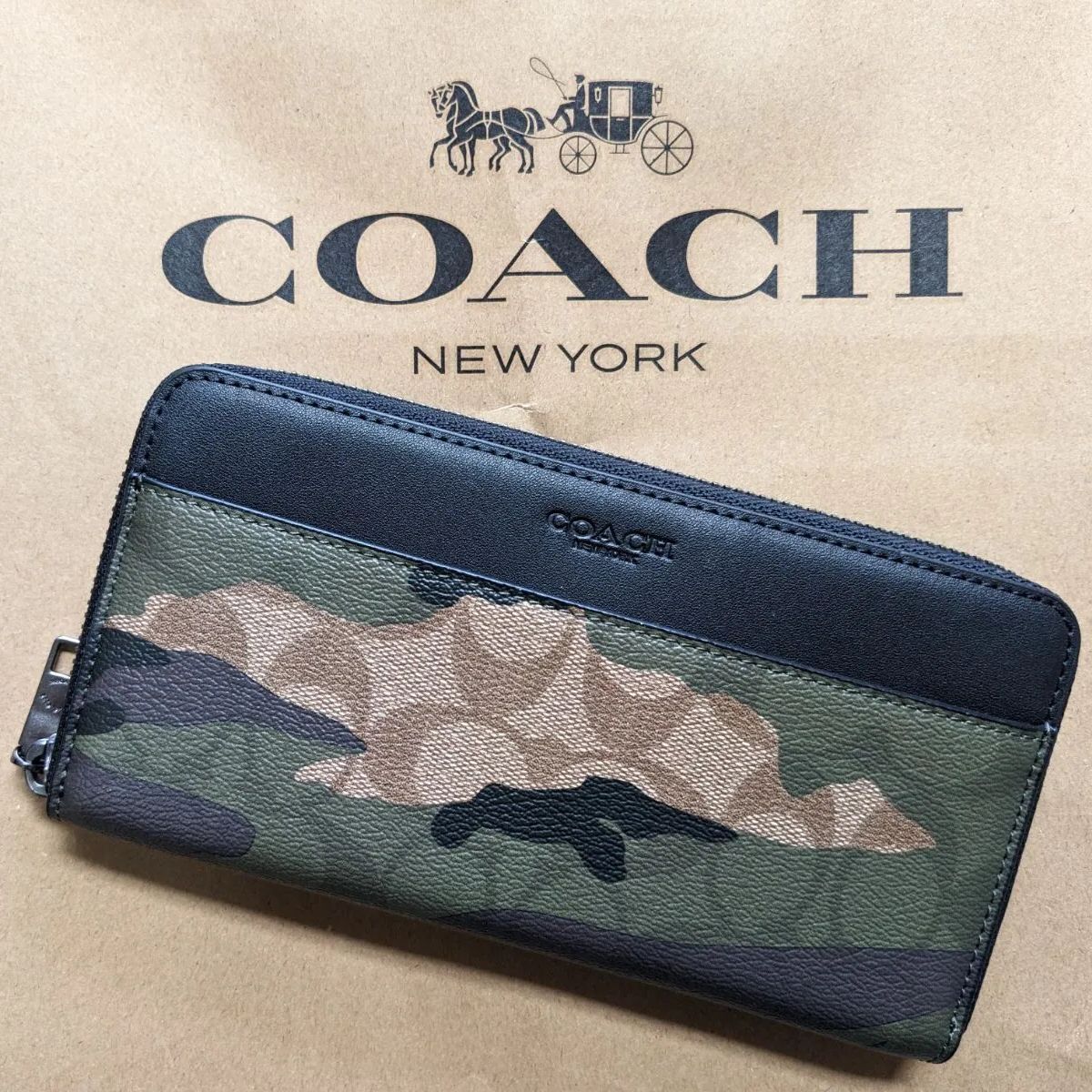 COACH コーチ　メンズ  長財布　シグネチャーエンボス　ブラウン　マホガニー