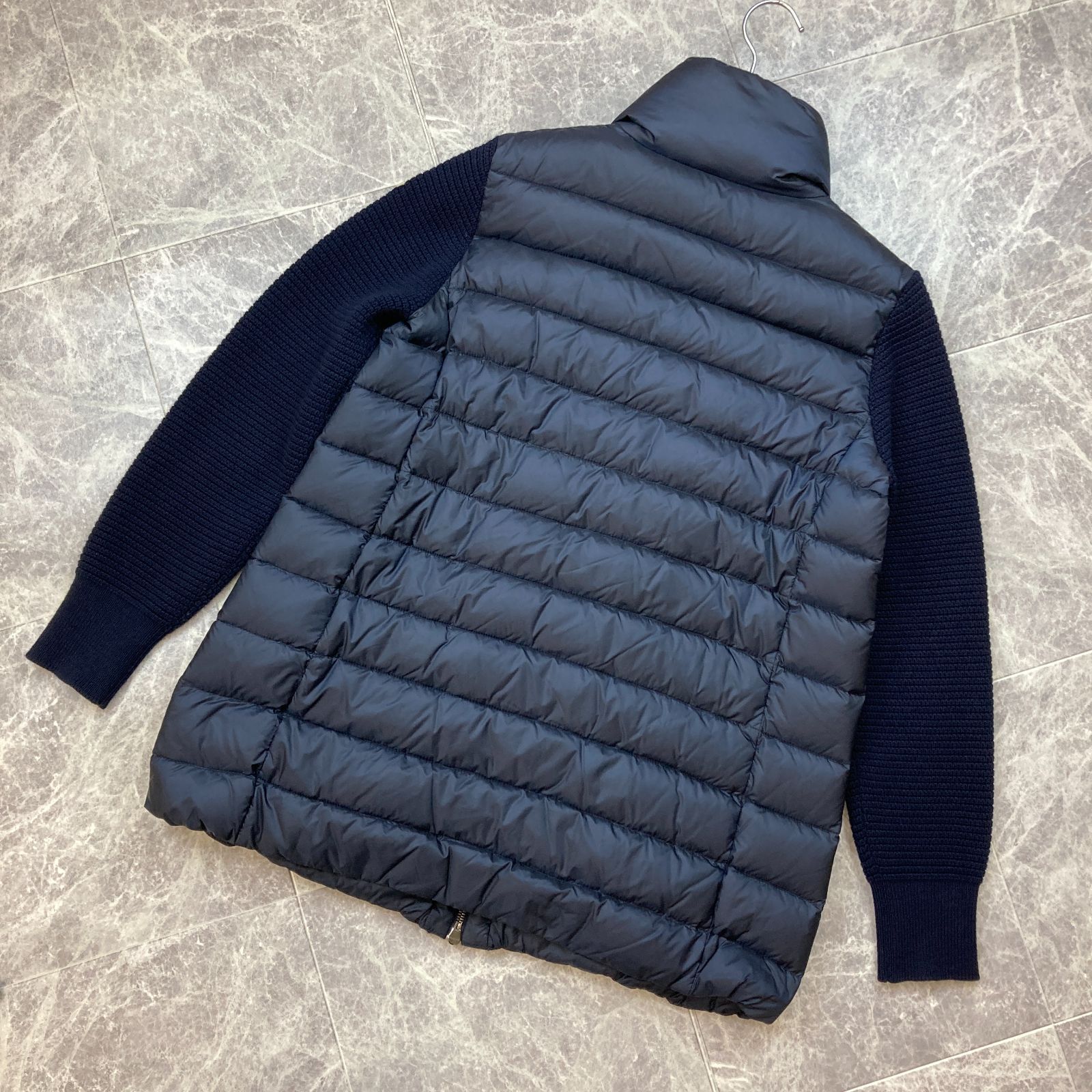 MONCLER モンクレール 2019 maglione tricot cardigan マグリオントリコットカーディガン ニット切替 ダウンコート  ネイビー レディース M コンビ カーディガン PAWNSHOPRiZ パウンショップリズ - メルカリ