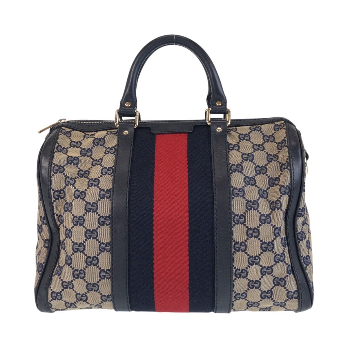 美品 GUCCI グッチ シェリーライン ネイビー ベージュ ゴールド金具 GG