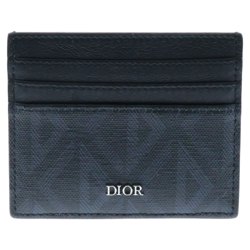 Christian Dior クリスチャンディオール オム CDダイヤモンド カードケース ブラック レザー