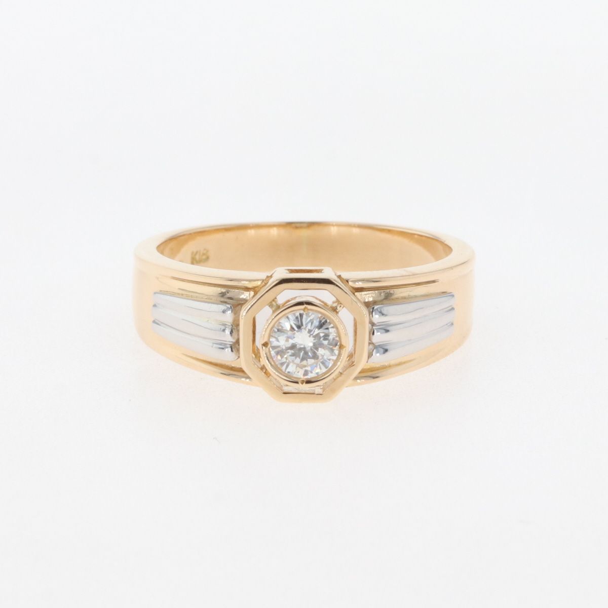 ダイヤモンド デザインリング K18 イエローゴールド プラチナ 指輪 