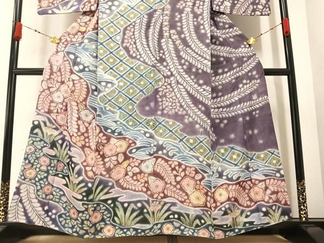 平和屋着物○訪問着 絞り 辻が花 金通し地 正絹 逸品 AAAZ7676ph