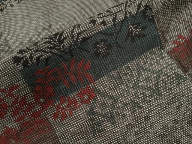 平和屋着物○本場大島紬 カタス9マルキ 色紙草花文 正絹 逸品 未使用