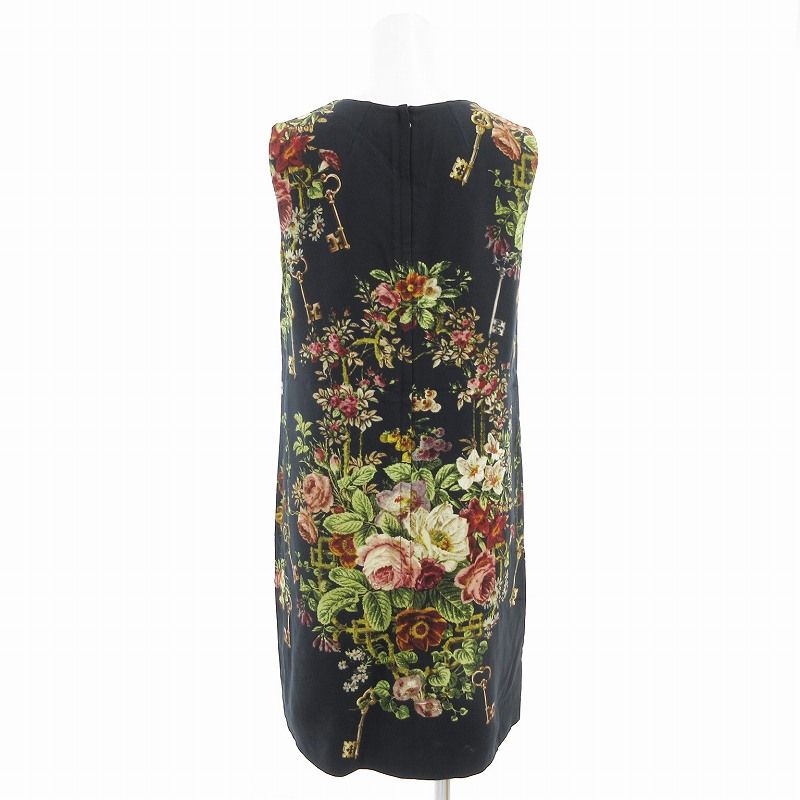 DOLCE & GABBANA 花柄ノースリーブワンピース　黒 極美品】DOLCE&GABBANA ドルチェ アンド ガッバーナ ワンピース