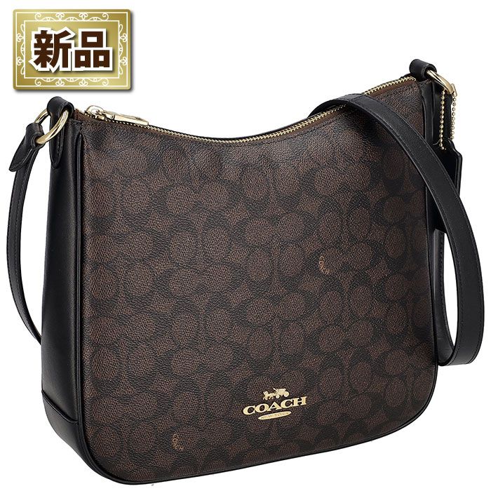 コーチ COACH ショルダーバッグ エリー ファイルバッグ CZ177 IMXAQ 2025 AW ウォルナット シグネチャーキャンバス ブラック レザー