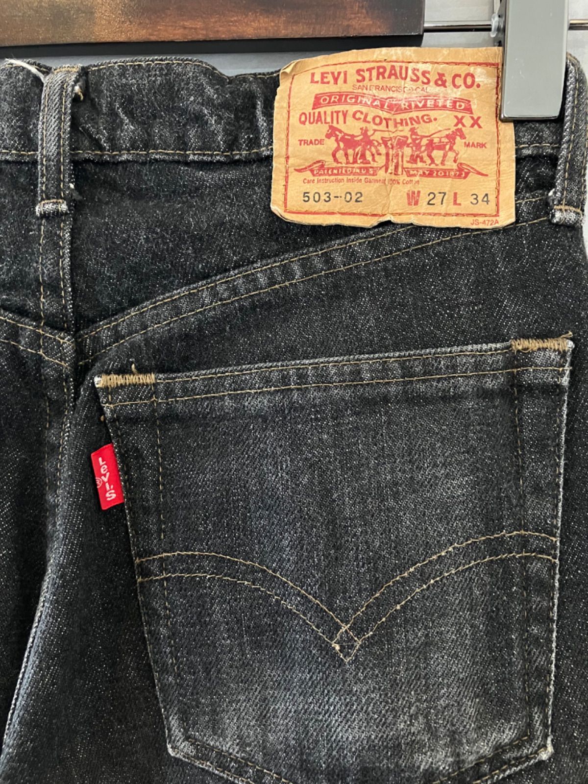 Levi's リーバイス 503-02 ブラックデニム W27 L34 - メルカリ