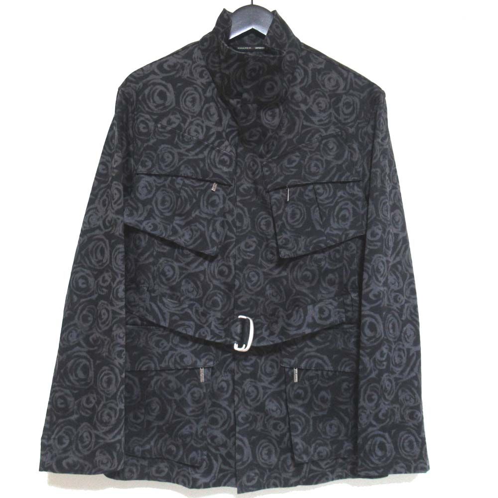 Jean Paul Gaultier ジャンポールゴルチエ ローズ柄 ハンティングジャケット サイズ48 ブラック×グレー メンズ 古着
