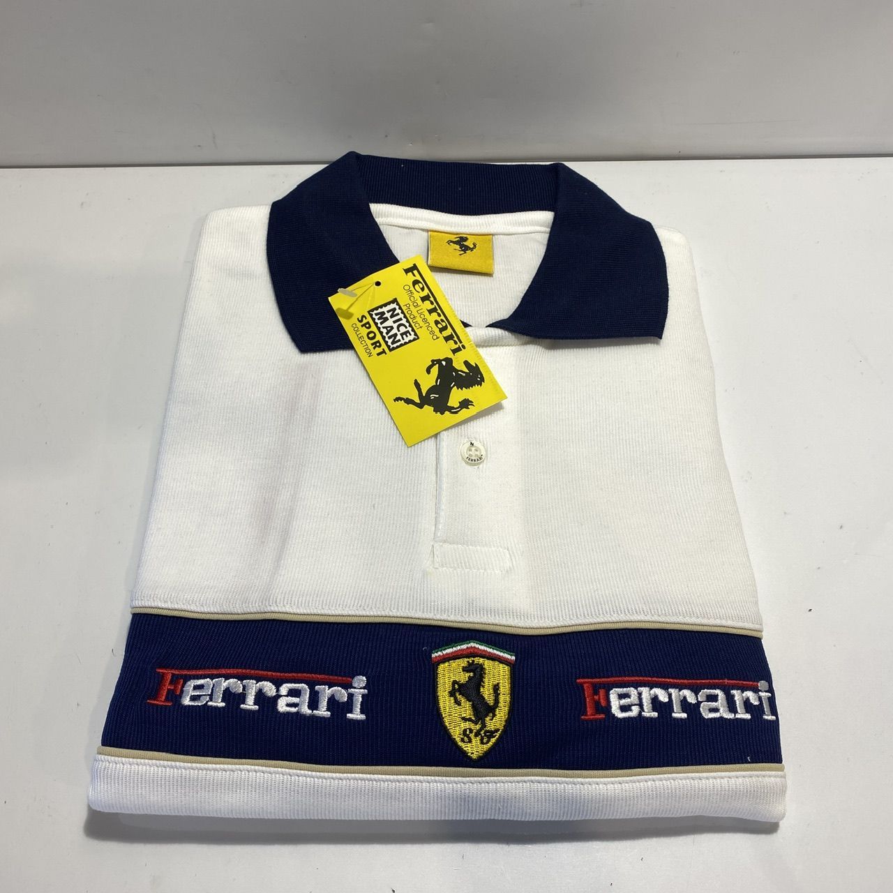 F1 Ferrari フェラーリ ポロシャツ 半袖 白 Fサイズ (管理番号 