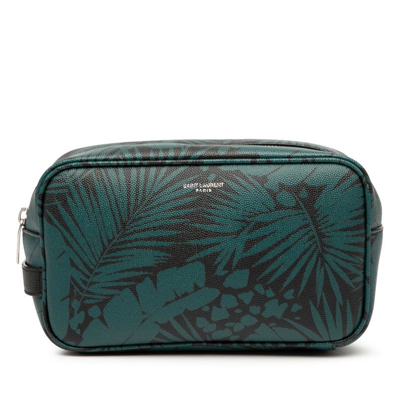 サンローラン 植物 ボタニカル モチーフ 650125 ブラック グリーン レザー レディース SAINT LAURENT 222-37268