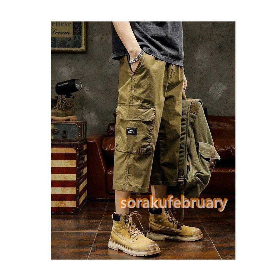 新品タグ付✨組曲　7 大きいサイズ　クロップドパンツ　カーキ Amazon | 【ユウエ】カーゴパンツ レディース クロップドパンツ