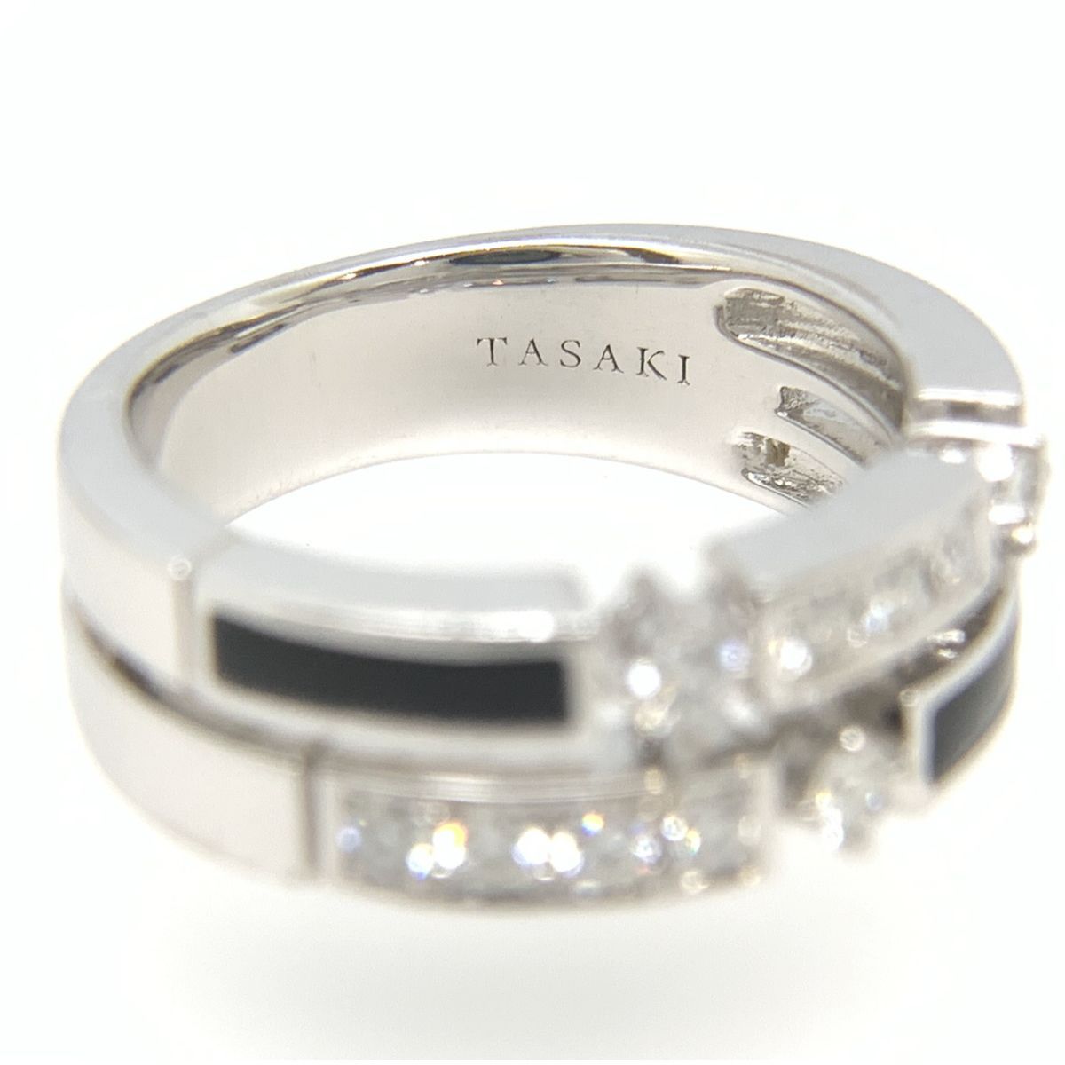 タサキ 田崎真珠 TASAKI 750 K18WG オニキス ダイヤモンド0.29ct 