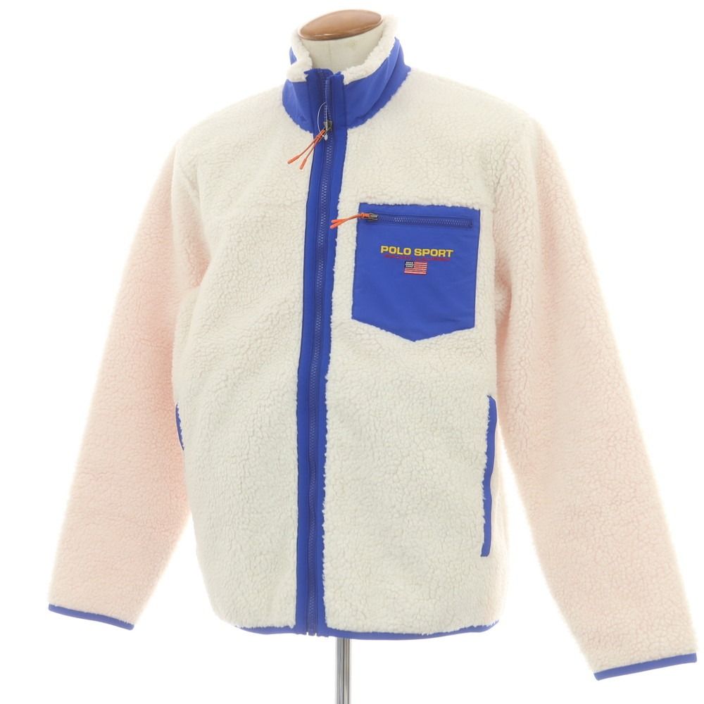 【】ポロスポーツ POLO SPORTS ジップアップ フリースジャケット ホワイトxブルー【サイズM】【メンズ】