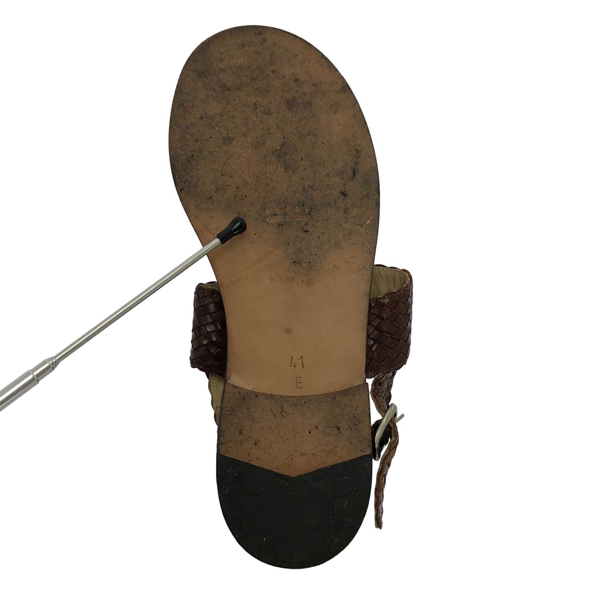 GUCCI / グッチ | 編み込み メッシュ レザー ビット ストラップ