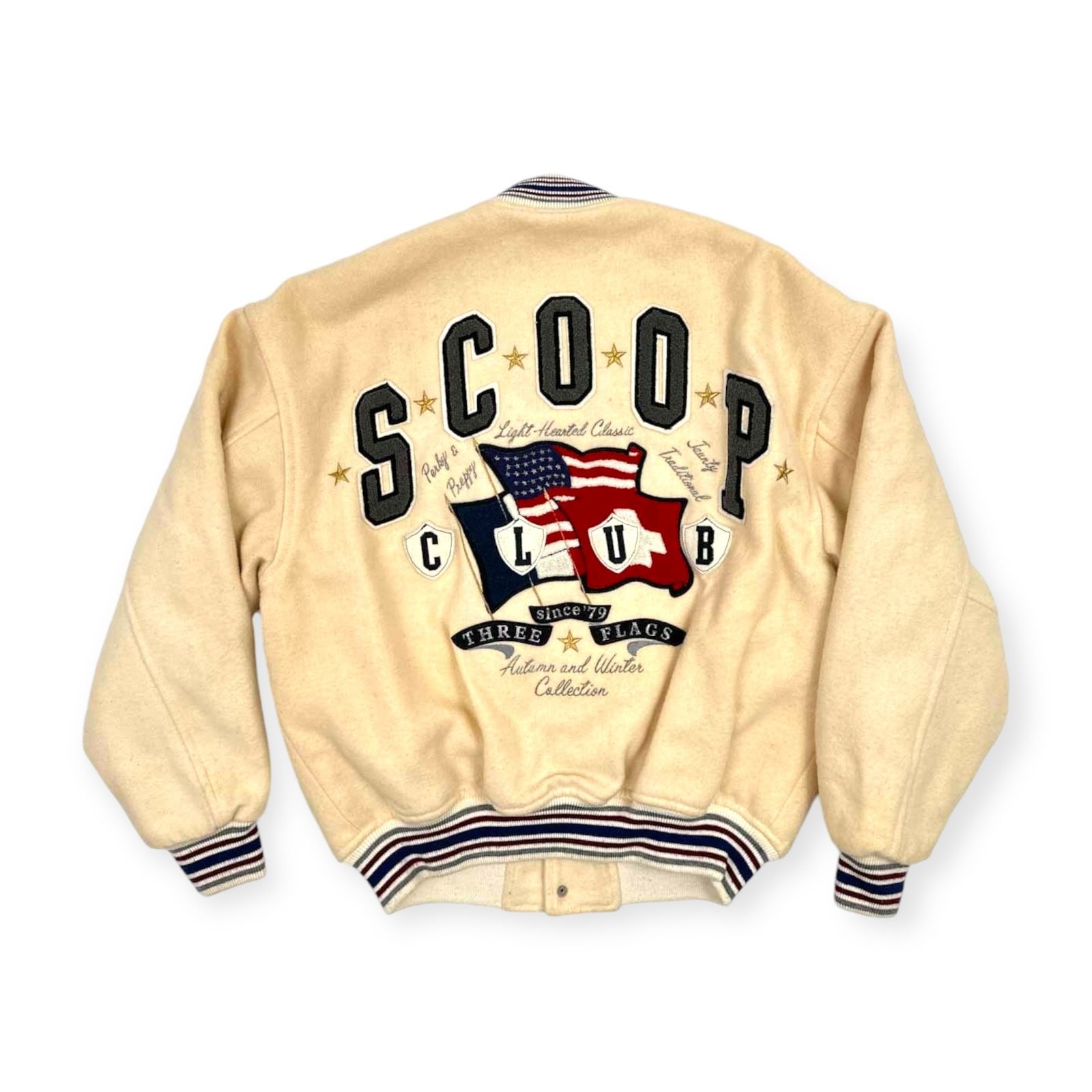 90s vintage SCOOP スクープ メルトンウール スタジャン M/アイボリー 