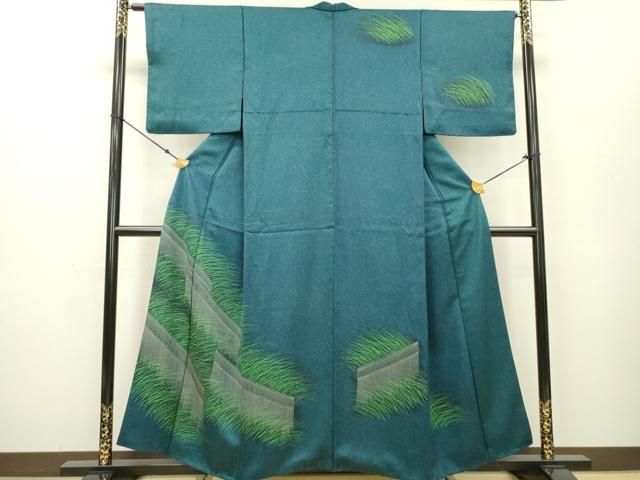 平和屋着物○訪問着 久米島本泥染 花唐草文 黒地 鬼しぼ