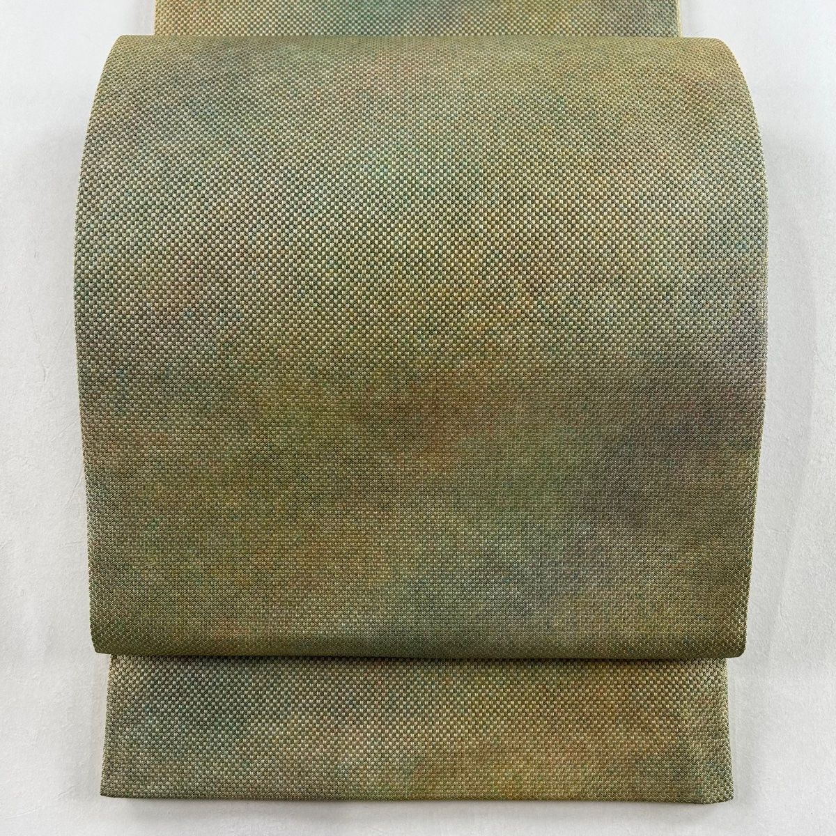 袋帯 美品 名品 福寿祥 ぼかし柄 雅引箔 抹茶色 全通 正絹
