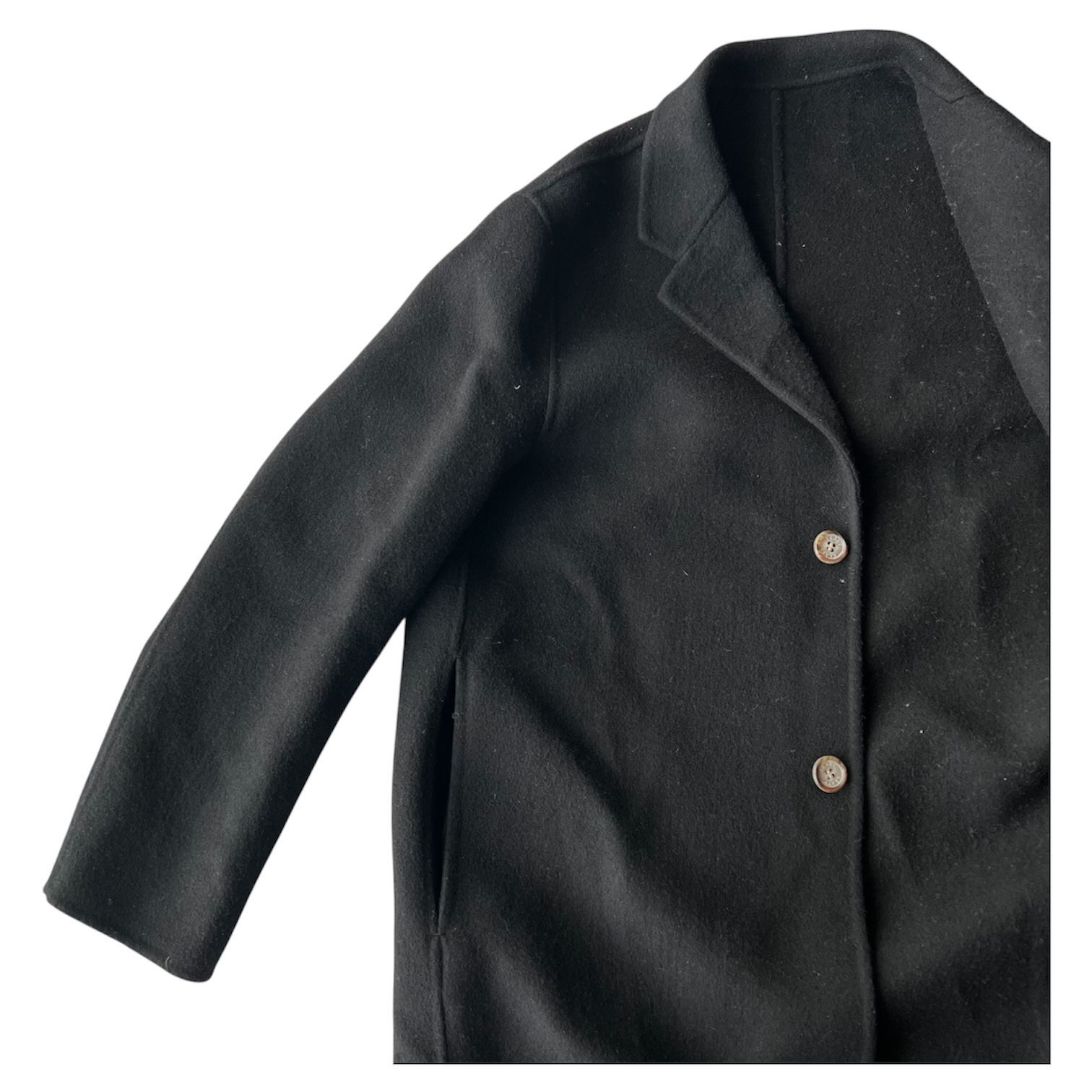 C396 ABYTS 佐藤健 A プロデュース ウール リバーコート ブラック