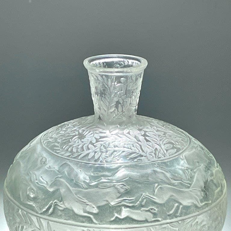 ルネ・ラリック LIEVRES 花瓶 野兎 ブルーパチネ Vase うさぎ ルネ・ラリック LIEVRES 花瓶 野兎 ブルーパチネ Vase うさぎ ルネ