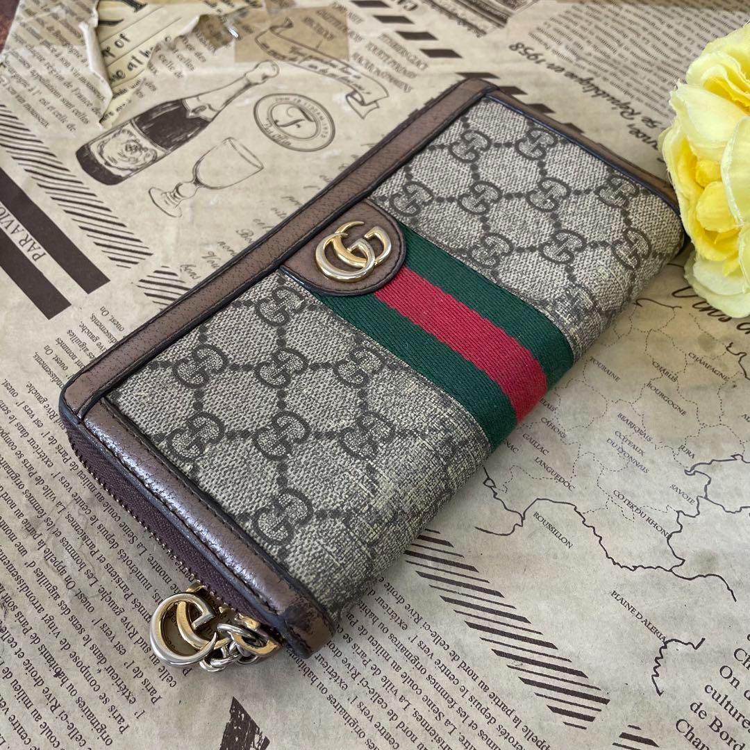 グッチ 長財布 GGスプリーム オフィディア ラウンド シェリー FR279