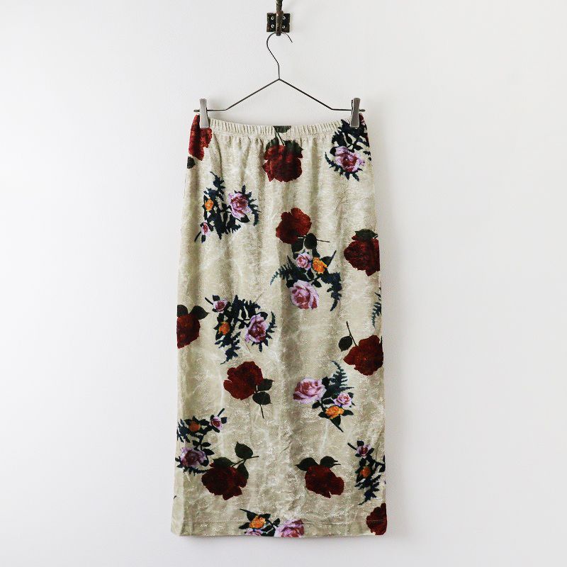 DRIES VAN NOTEN フラワープリントベロアスカート