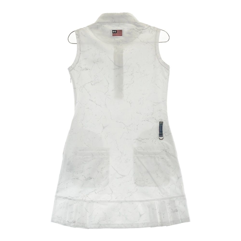 サイズ S BRIEFING GOLF ブリーフィング ノースリーブワンピース 裾プリーツ 総柄 ホワイト系 240101503978 ゴルフウェア レディース ストスト