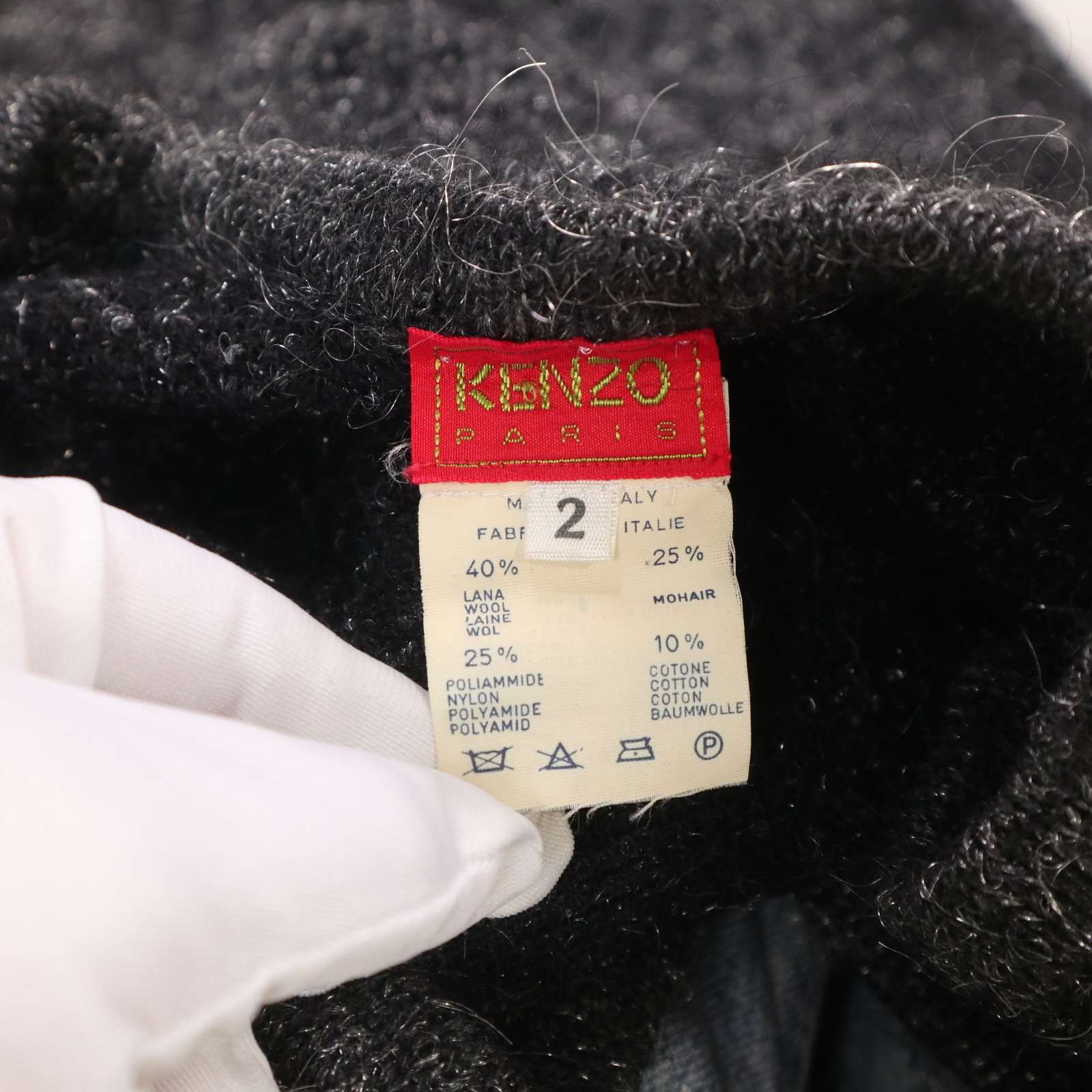 イタリア製☆ KENZO ケンゾー 秋冬 ウール モヘア混 総柄 ラメ ニット