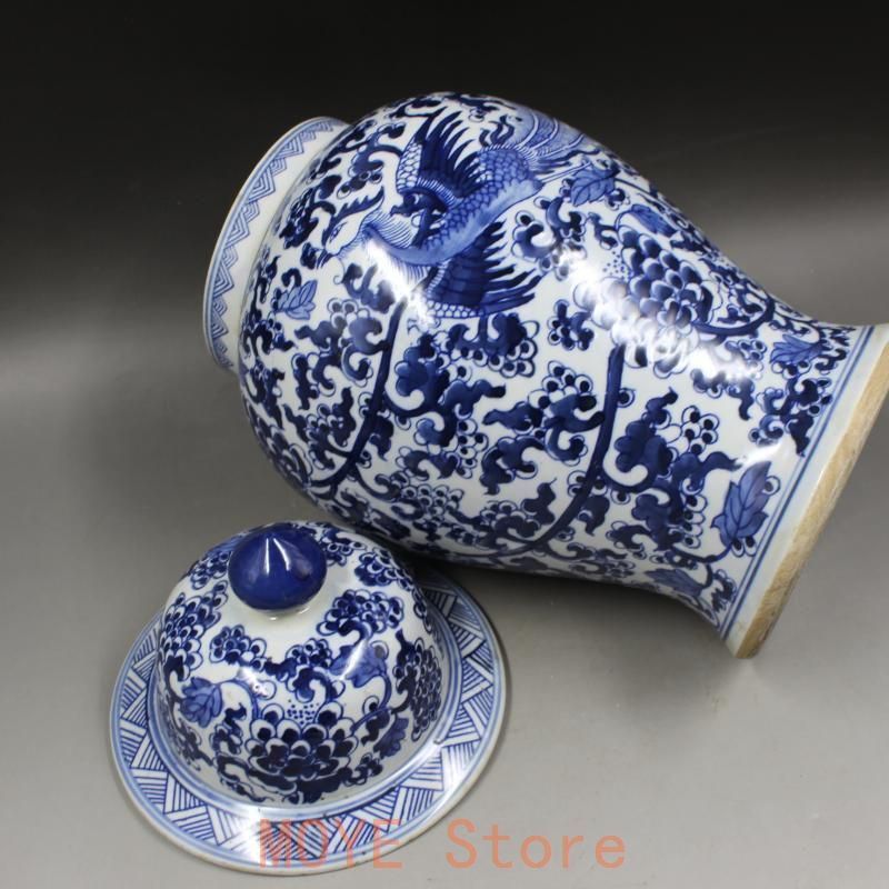 清康煕青花釉里氷梅紋将軍壺 景徳鎮 陶磁器 装飾品 現代工芸品 美術品 置物 清康煕青花釉里氷梅紋将軍壺 景徳鎮 陶磁器 装飾品
