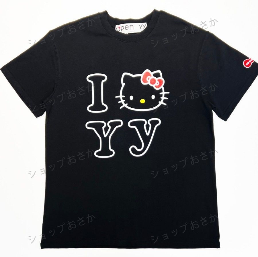 大人気!OPEN YY x Hello Kitty Tシャツ ブラック やさしく S/M 大人気!OPEN YY x Hello Kitty Tシャツ ブラック やさしく S/M