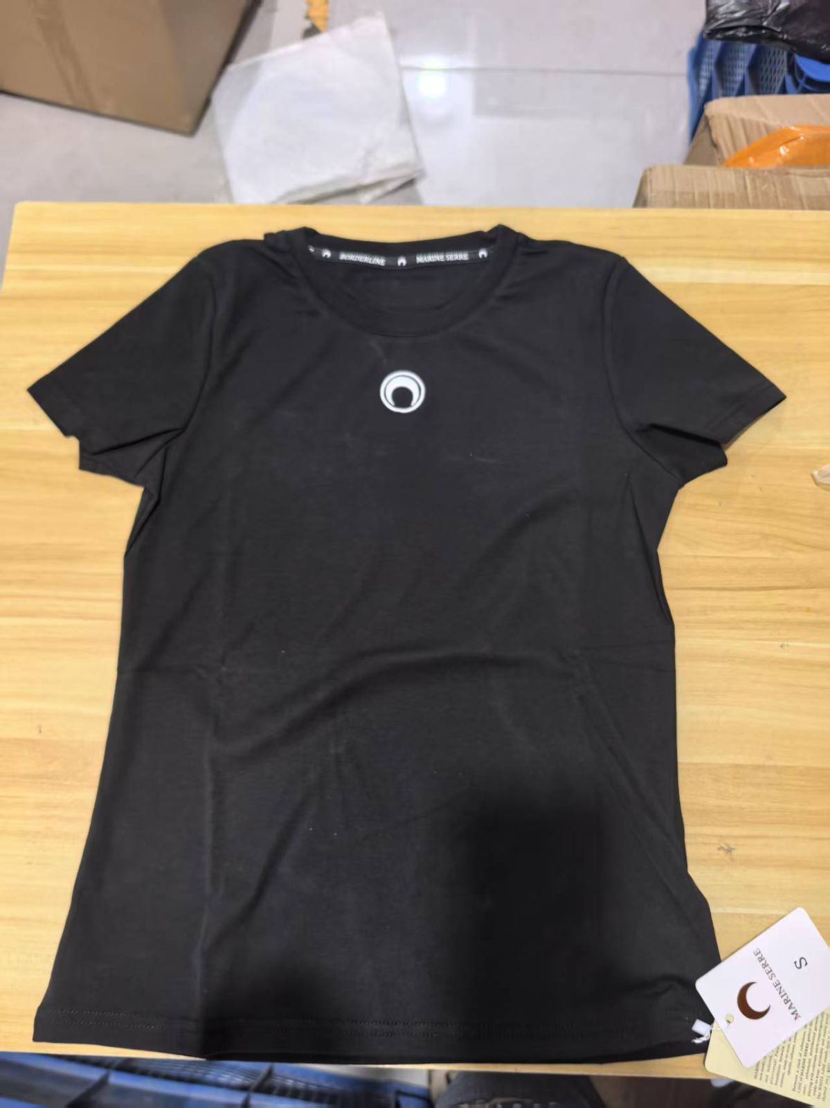 MARINE SERRE マリーンセル Tシャツ ブラック トップス 長袖 S 新品 MARINE SERRE マリーンセル 刺繡ムーン半袖Tシャツ