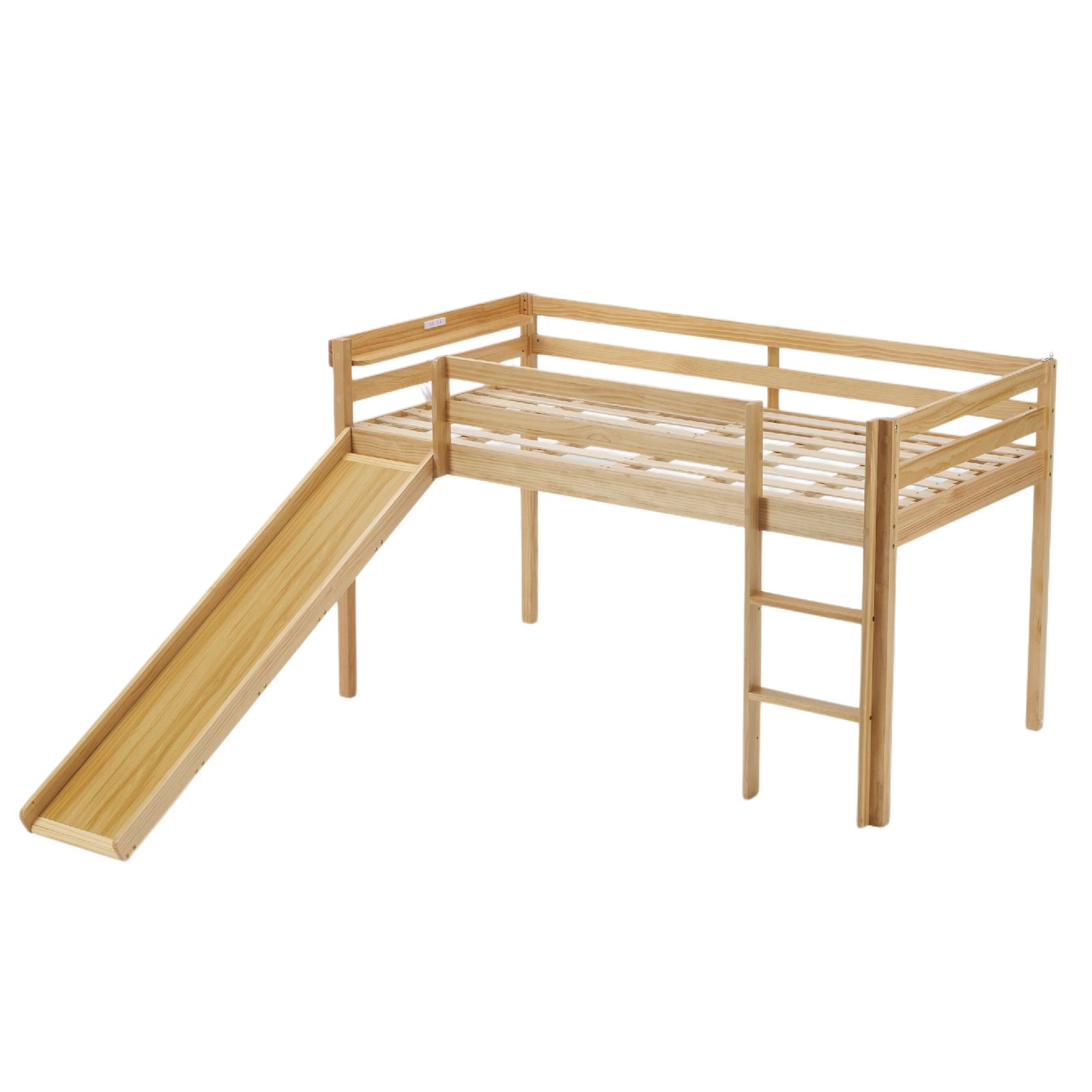 10%割 ナチユラル ロフトベッド 頑丈 ロータイプ 階段付き 天然木 コンセント付き シングル 宮付き 滑り台付き収納棚付き 収納 北欧風 大人 一人暮らし ベッド 木製ロフトベッド