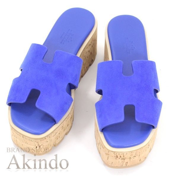 ✨希少カラー✨エルメス サンダル グレナン シルバー金具 レザー ライドブルー ✨希少カラー✨エルメス サンダル グレナン シルバー金具 レザー
