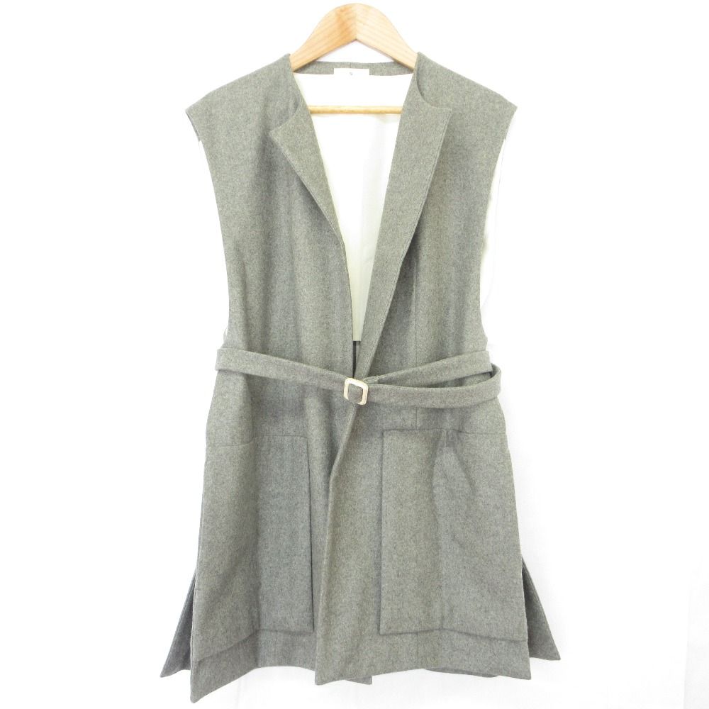 TOMORROWLAND - 美品 22AW TOMORROWLAND .B トゥモローランド カレッジフラノ ロングベスト サイズF グレー レディース 古着 中古 USED 美品 22AW TOMORROWLAND .B トゥモローランド カレッジフラノ ロング
